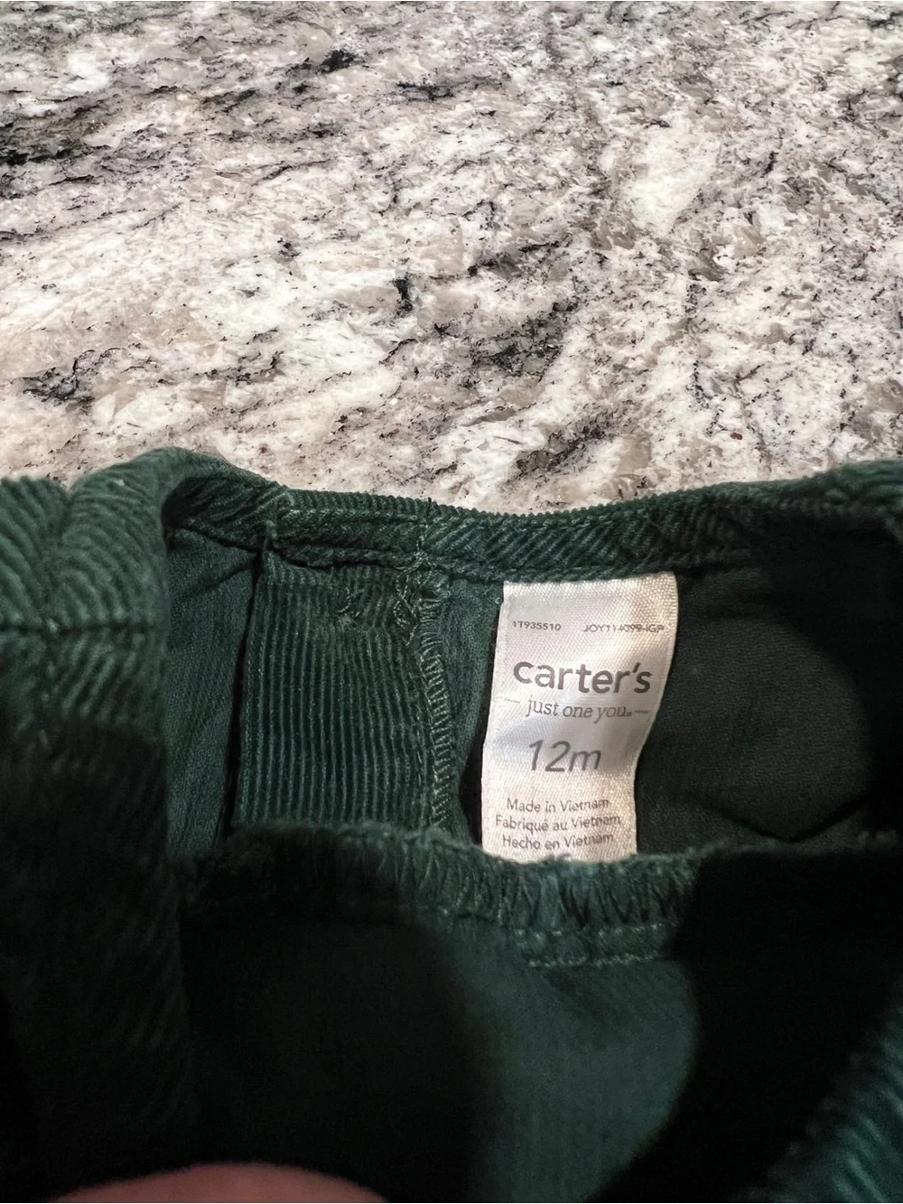 Carter’s Just One You Green Corduroy Bubble Romper & Floral Tights Set | 12M